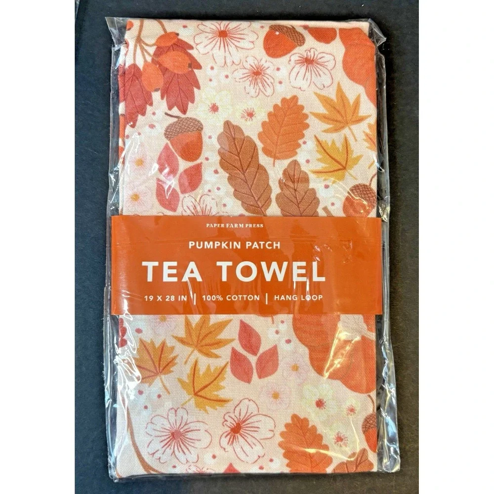 Set of 3 Tea Kitchen Dish Towel Halloween Fall Leaves Candy Boo Trick or Treat